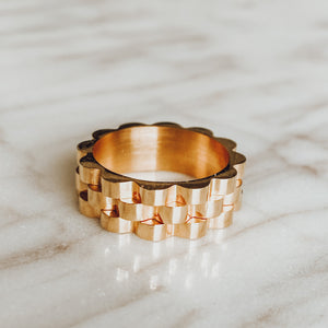 Sloan Gold Checkered Ring