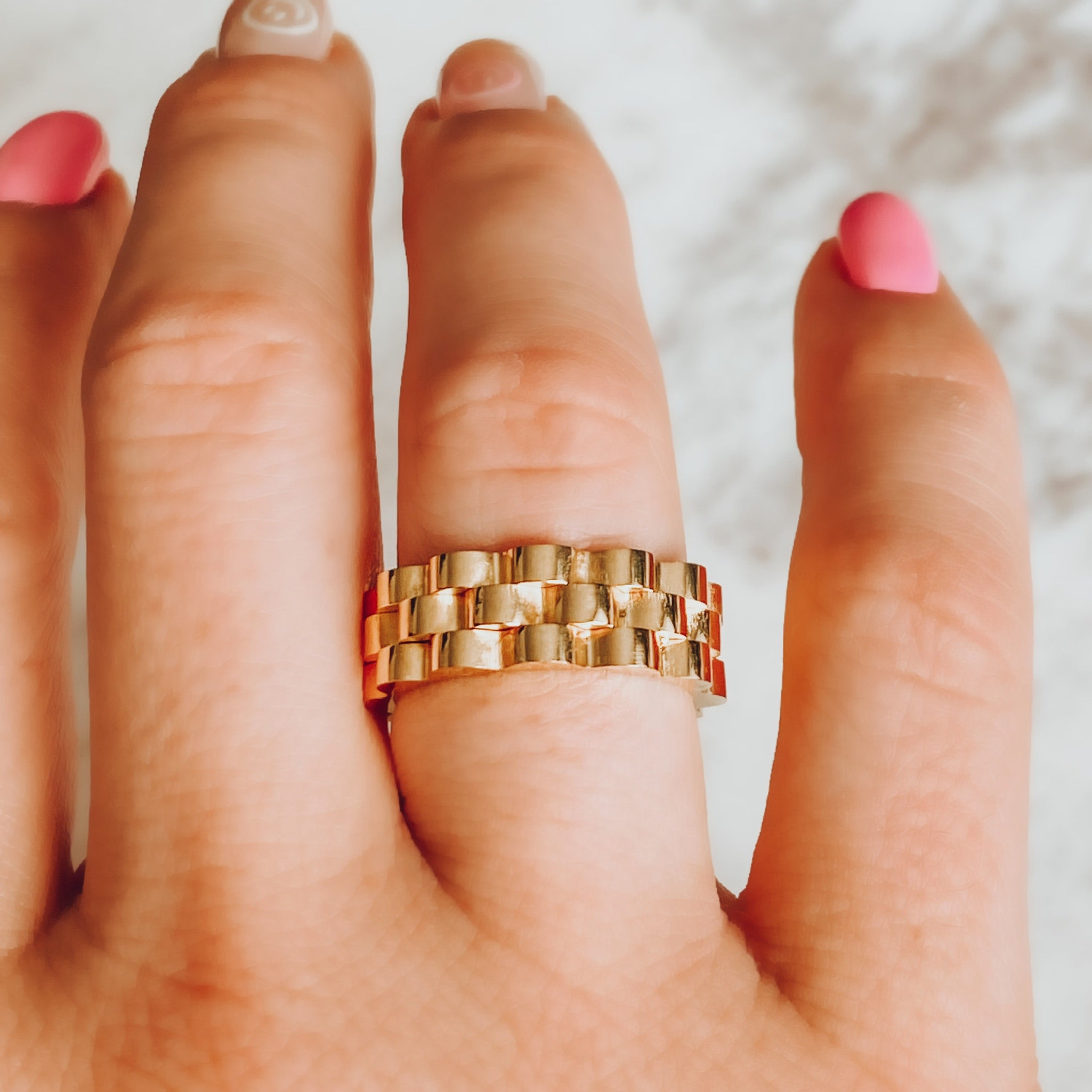 Sloan Gold Checkered Ring